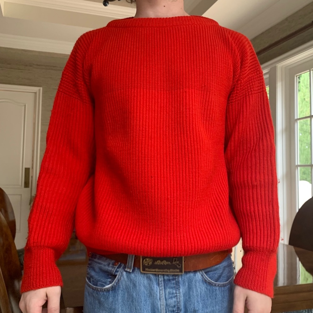 Vintage Atlantis Men’s Red Wool Sweater